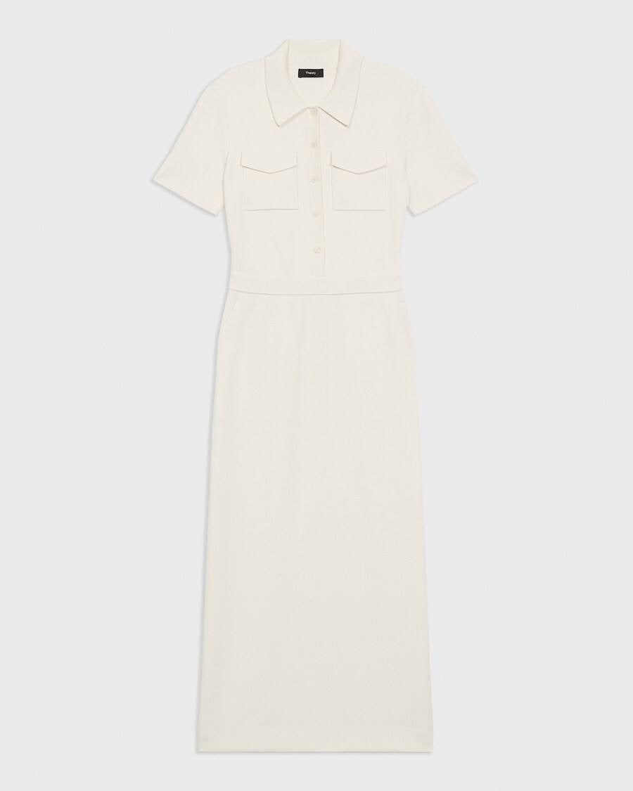 TH Military Merino Wool Blend Crepe Midi Dress