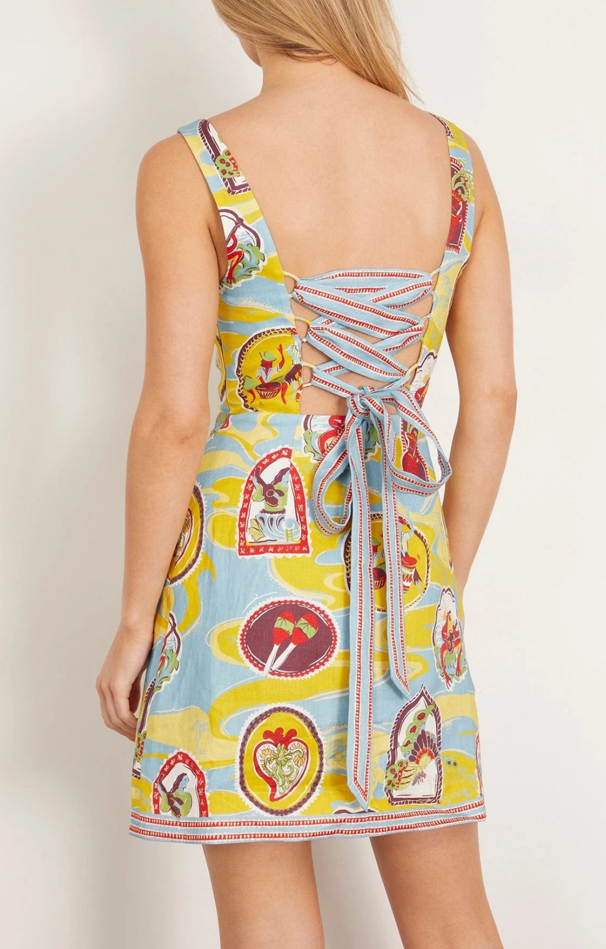 ALM Emilio Tie Back Linen Mini Dress