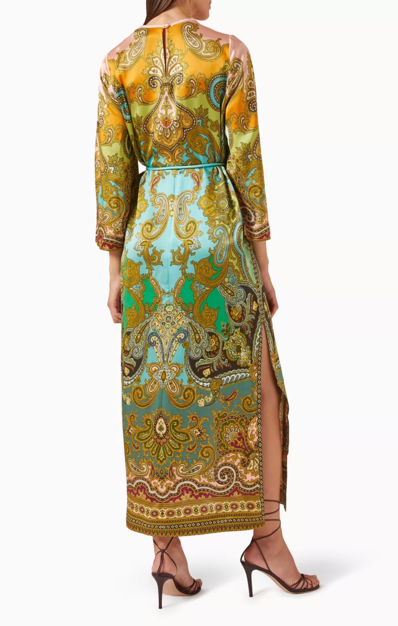 ALM Clemenza Silk Belted Shirtdress Midi Dress