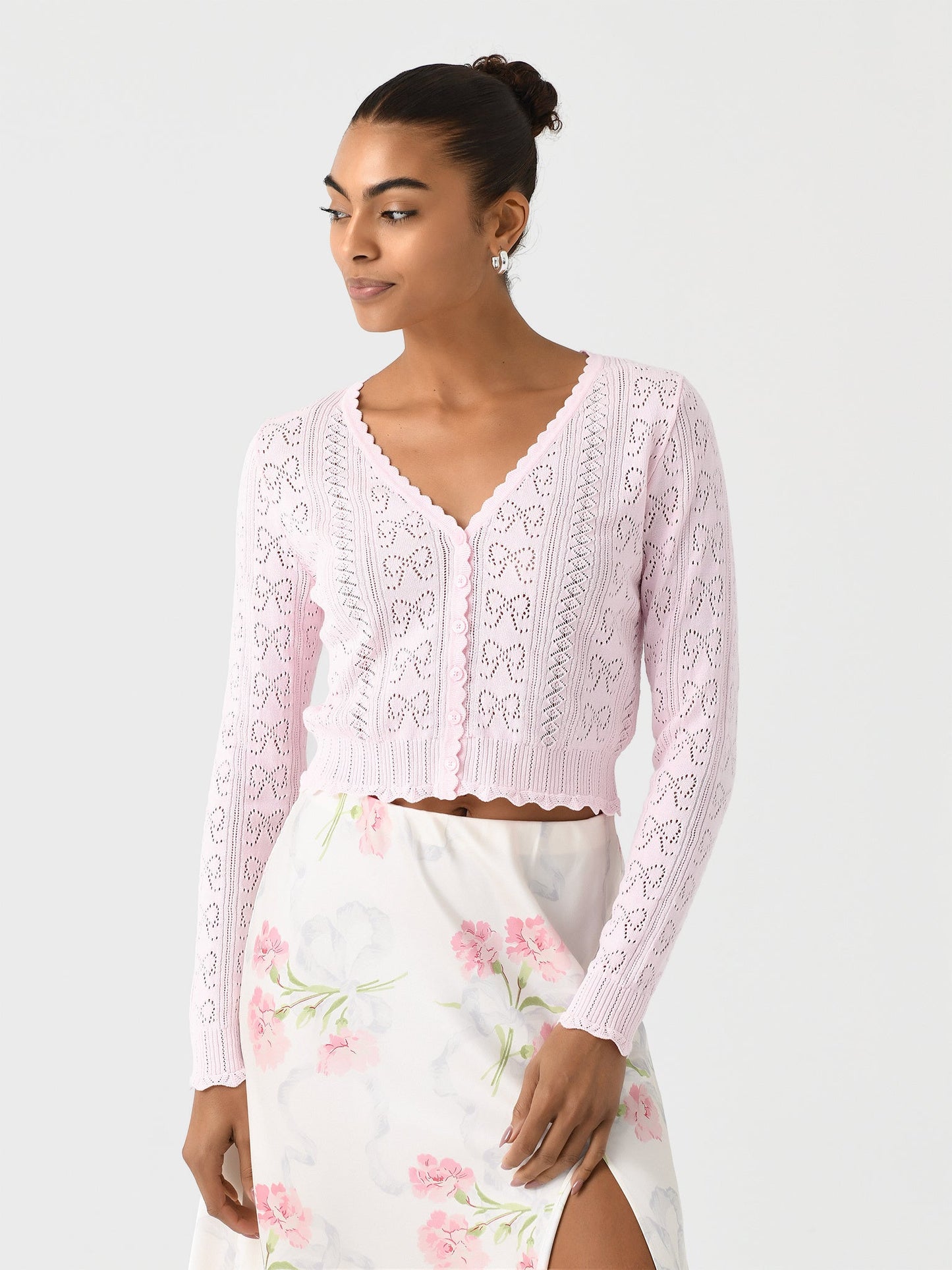 LSF Fane Bow Pointelle Top | Baudin Mini Skirt | Petra Cardigan | Set