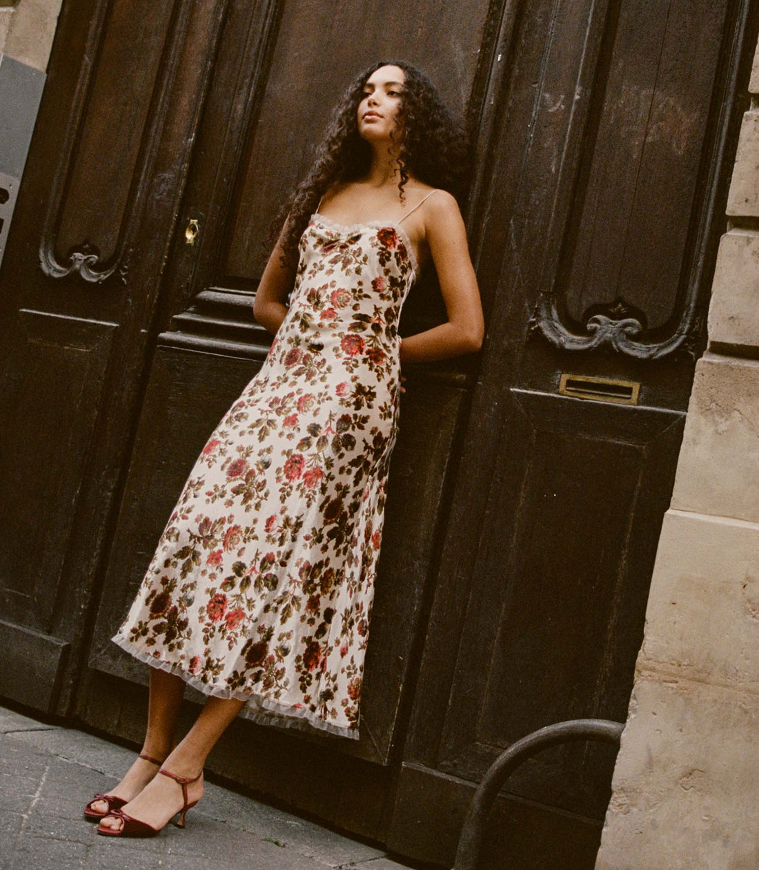 DN Calsi Silk Velvet Midi Dress in Primrose Garden Floral