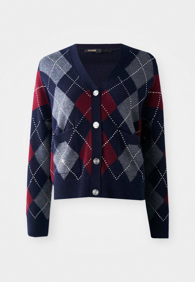 MJ Argyle Cropped Embellished Wool Cardigan