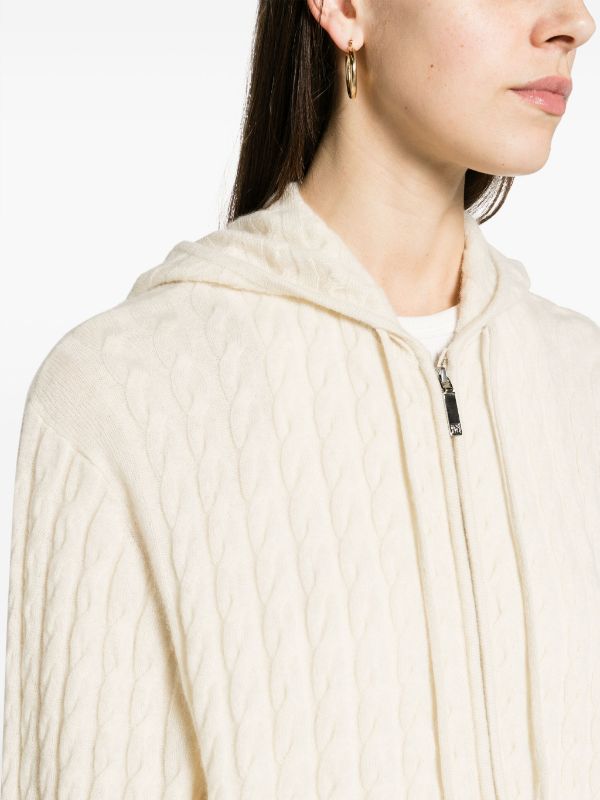 Tot Bevy Cable Knit Wool-Cashmere Hoodie Jacket