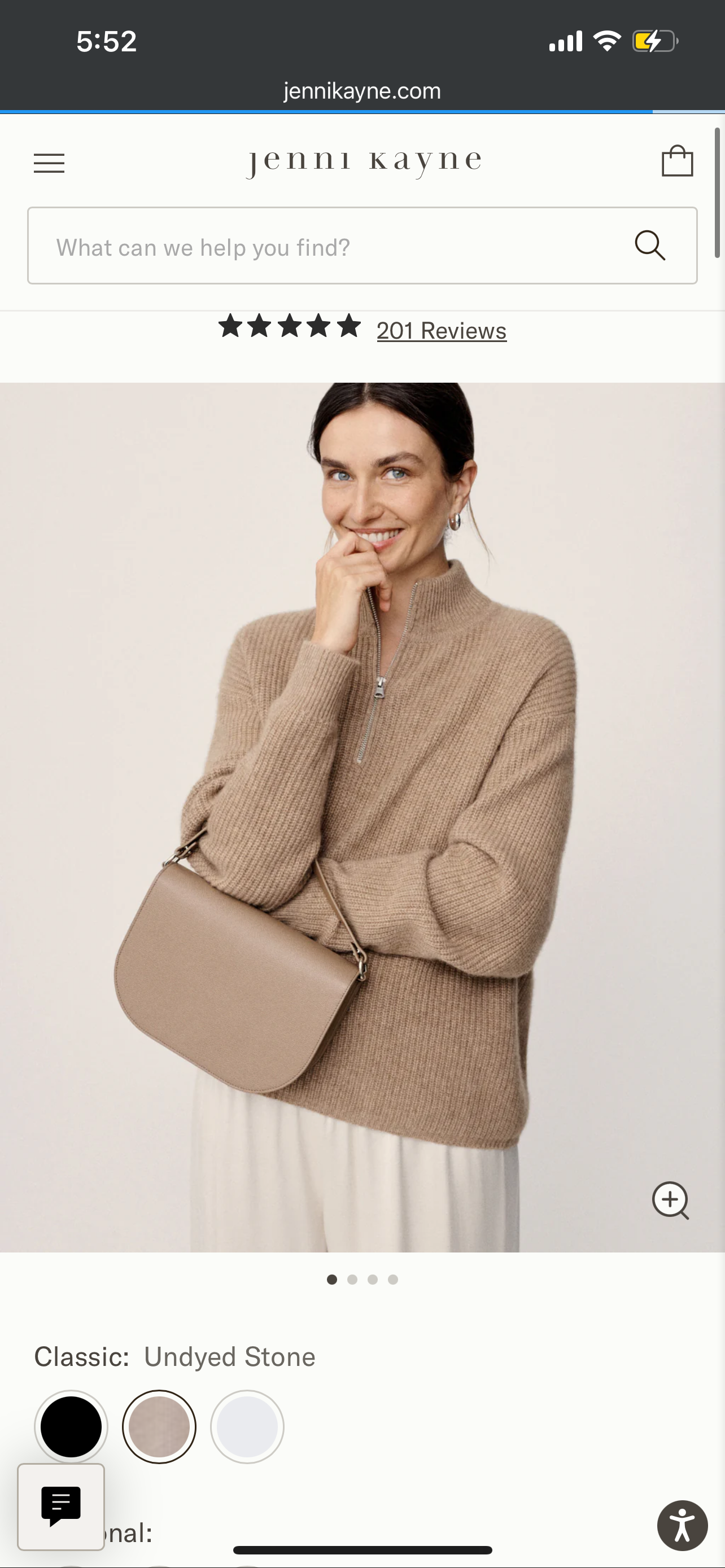 JK Cashmere Half-Zip Pullover Sweater in Undyed Stoned