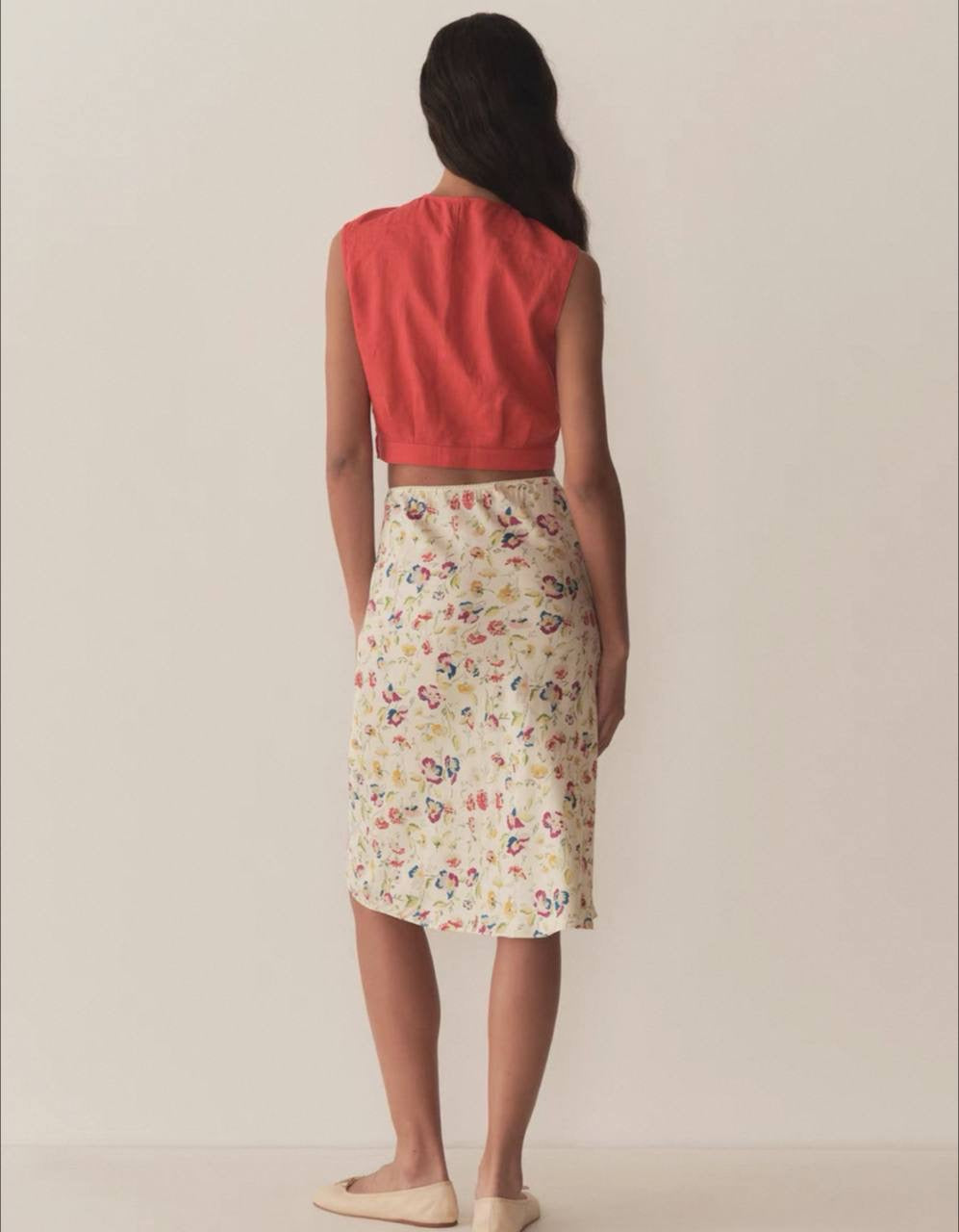 DN Elowette Silk-Viscose Midi Skirt in Windswept Blooms