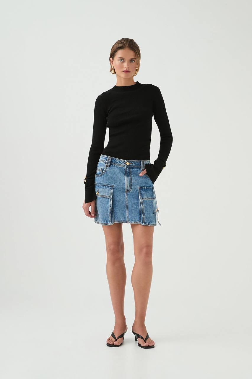 AJ Juno Denim Shirt | Micro Mini Skirt | Set