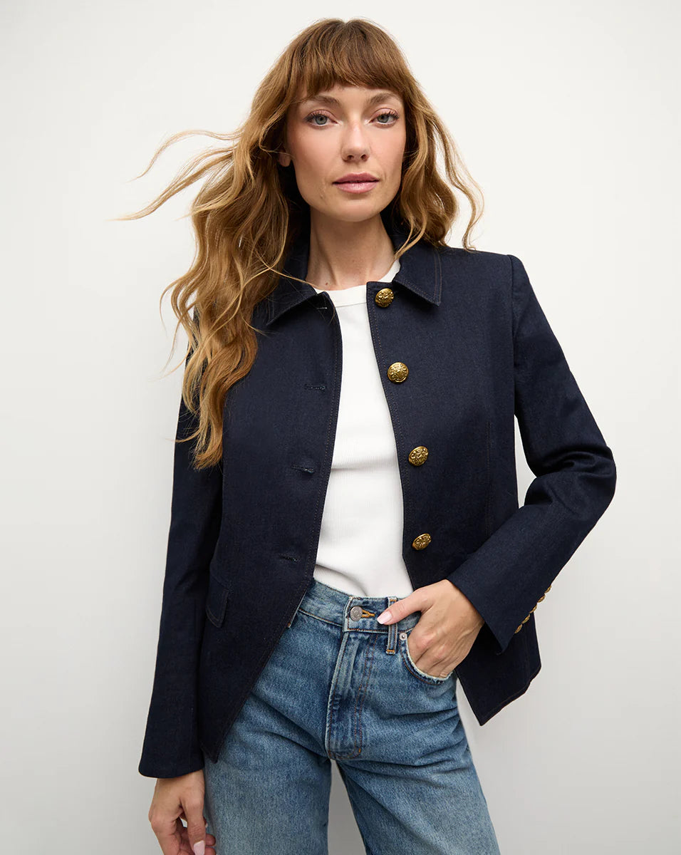 VB Aire Stretch-Cotton Denim Dickey Jacket Blazer