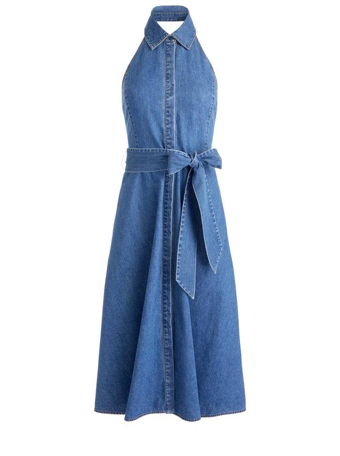 AO Chassidy Chambray Halter-neck Cotton Midi Dress
