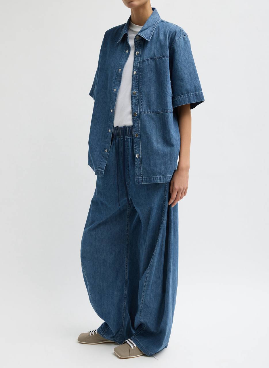 TB Summer Denim Classic Wash Camp Shirt | Winslow Drawstring Pants | Cotton Set