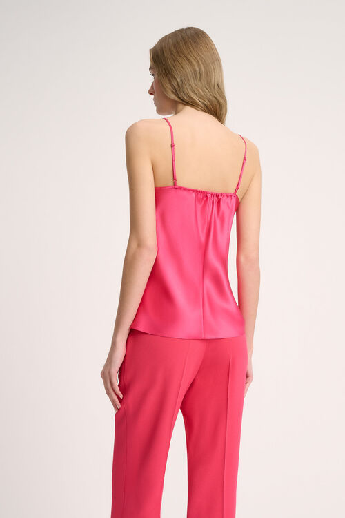 LS Luogo Silk Cami Top w Lace Appliqué