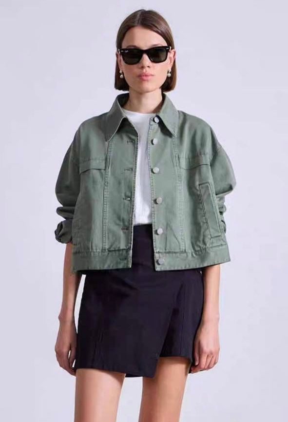 AA Cropped Trapeze Cotton Jacket