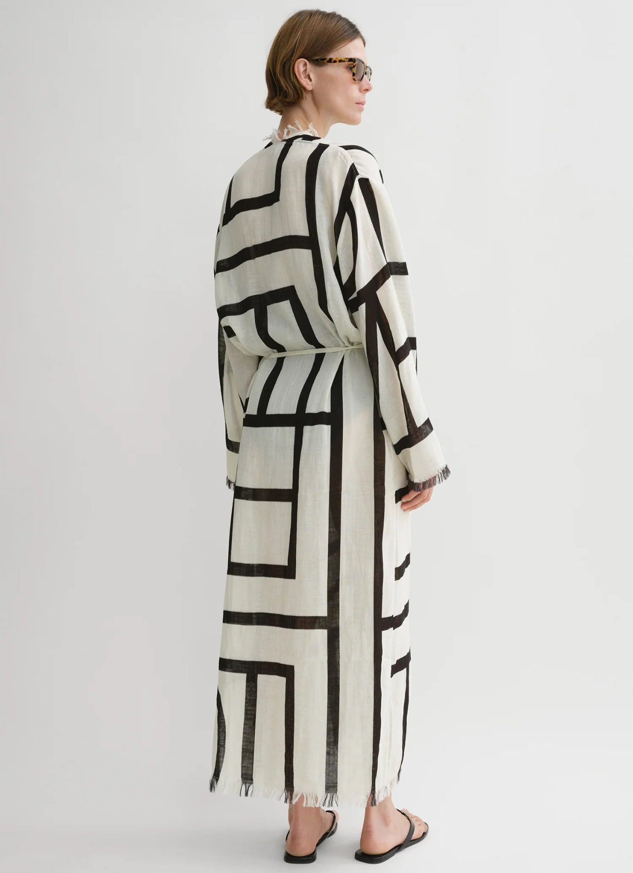 2 Colors! Tot Monogram Cotton Wrap Midi Maxi Dress | Swimsuit Coverup Robe