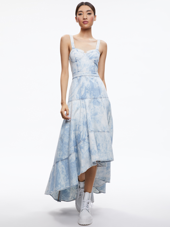 SALE! AO Donella Denim Bustier High Low Midi Maxi Dress