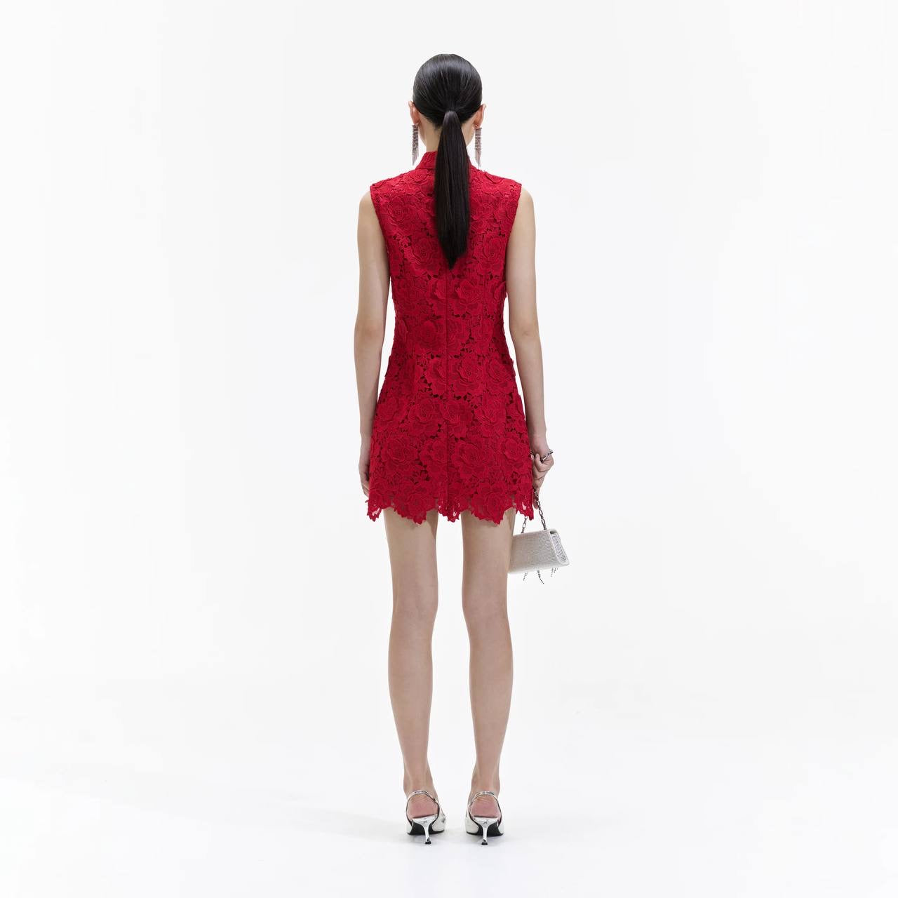 SP Red Flower Lace Mini Dress