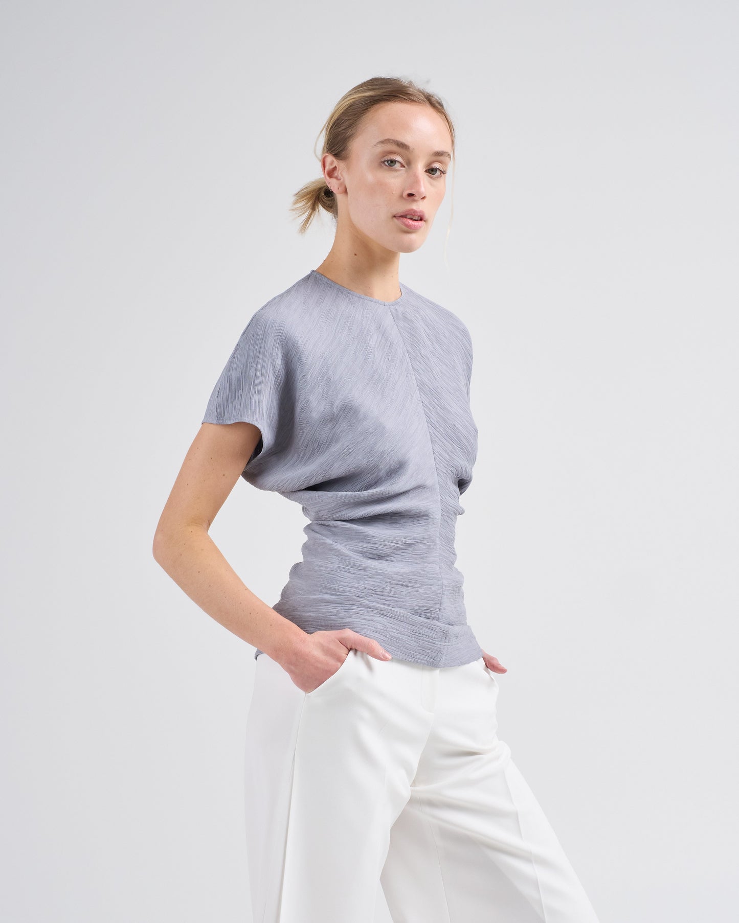 Best! Tot Slouch Waist Crinkled Viscose-Blend Top