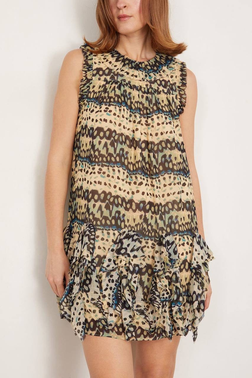 UJ Miri Ruffle Silk Crepe Mini Dress
