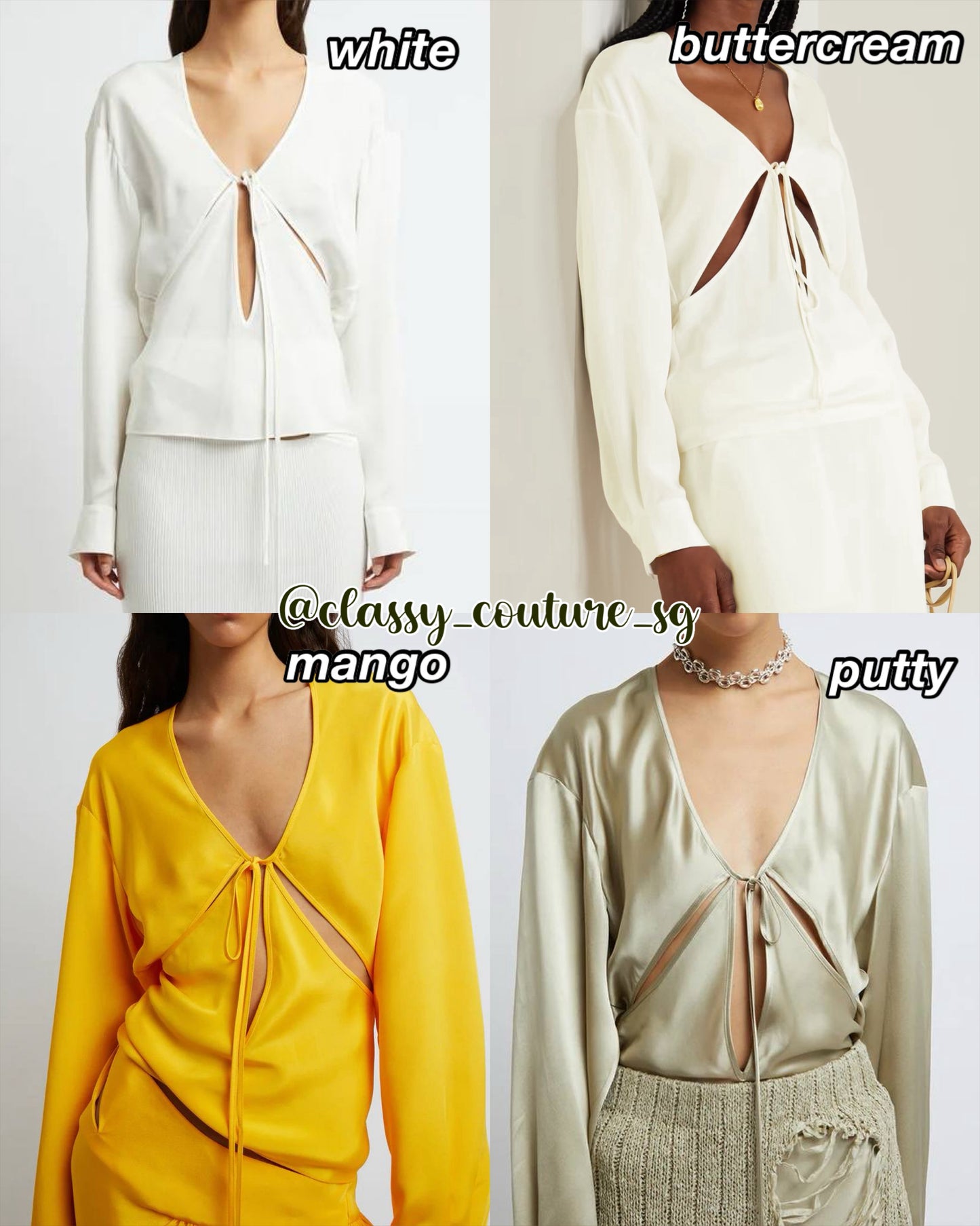 CE Triquetra Front Tie Silk Shirt Top