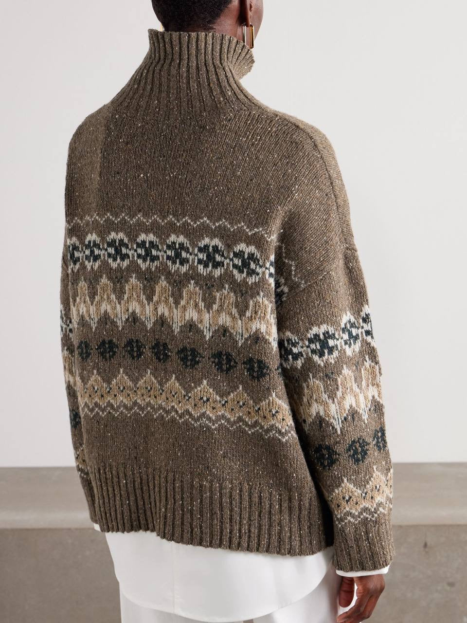 ATZ Cecie Fair Isle Wool-Blend Mock Neck Sweater Pullover