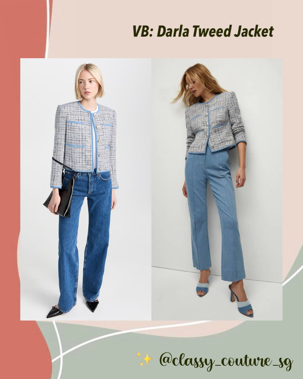 VB Darla Tweed Jacket in Blue Multi