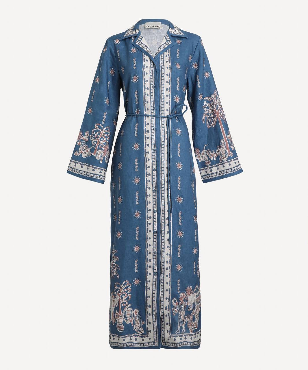 ALM Acacia Belted Linen Shirtdress Midi Dress