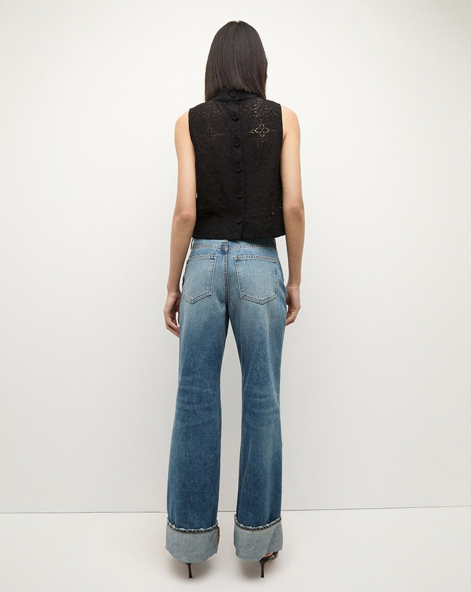 VB Katmai Mock Neck Sleeveless Lace Top Black