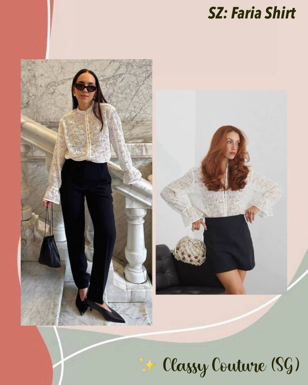 SZ Faria Sheer Lace Long Sleeved Shirt