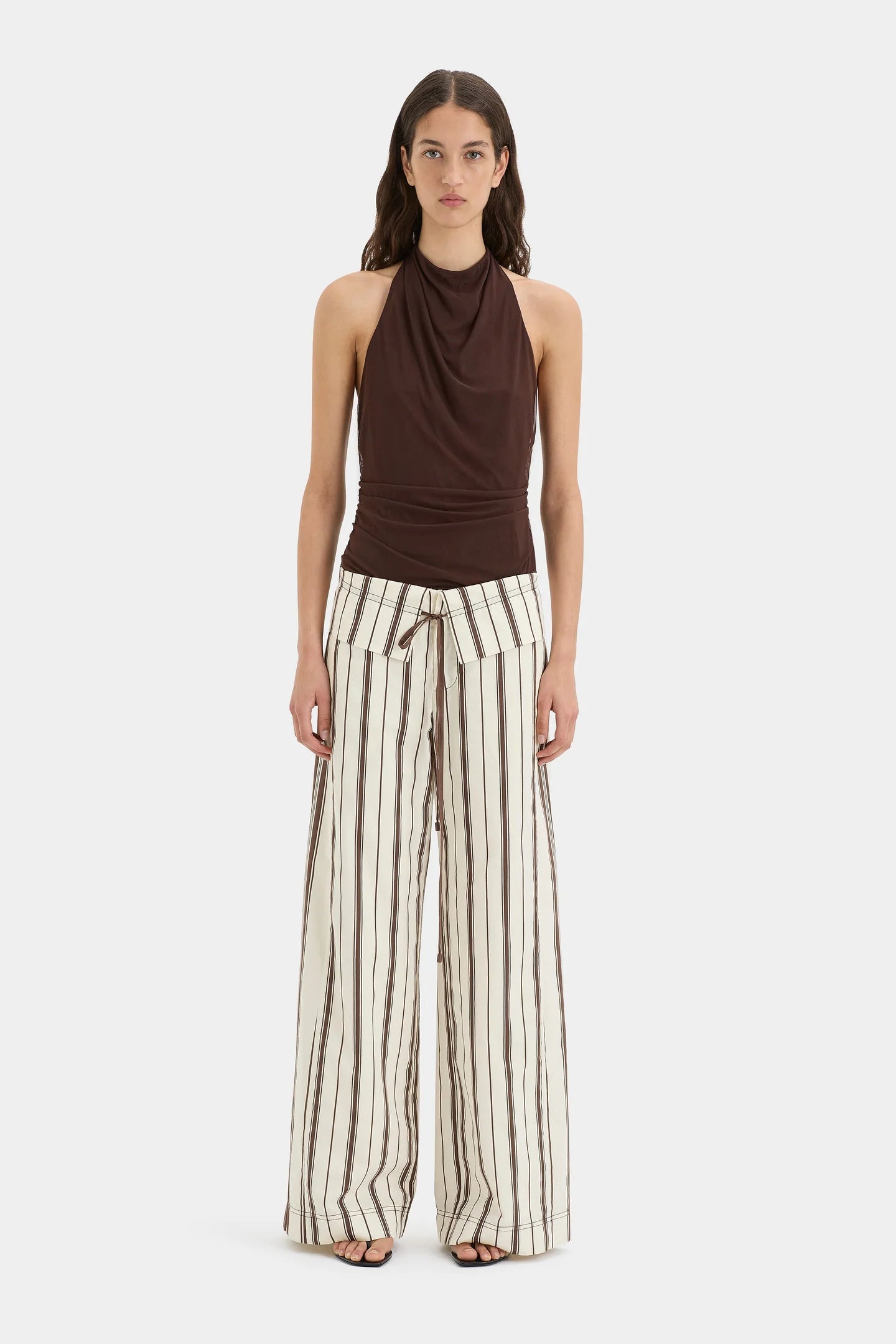 STL Cannoli Folded Mini Skirt | Pants | Cotton Blend Chocolate Stripe