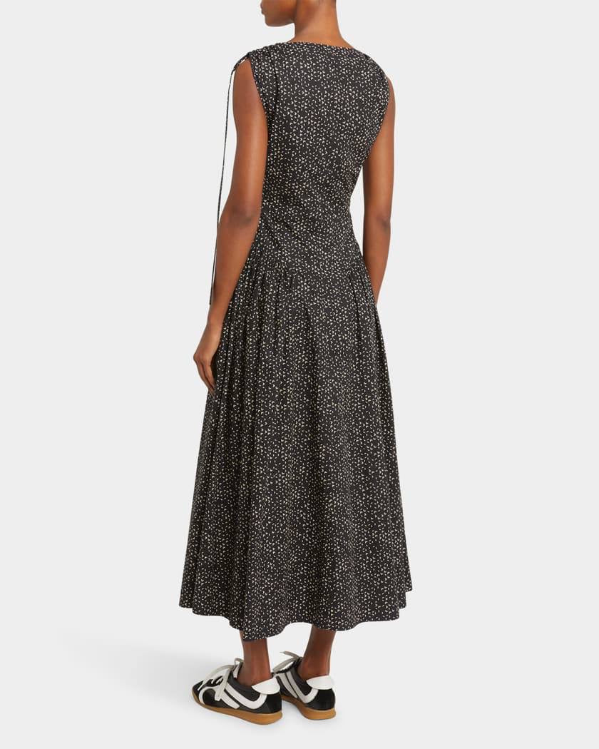 PS Clayton Cotton Poplin V Neck Drop Waist Midi Dress