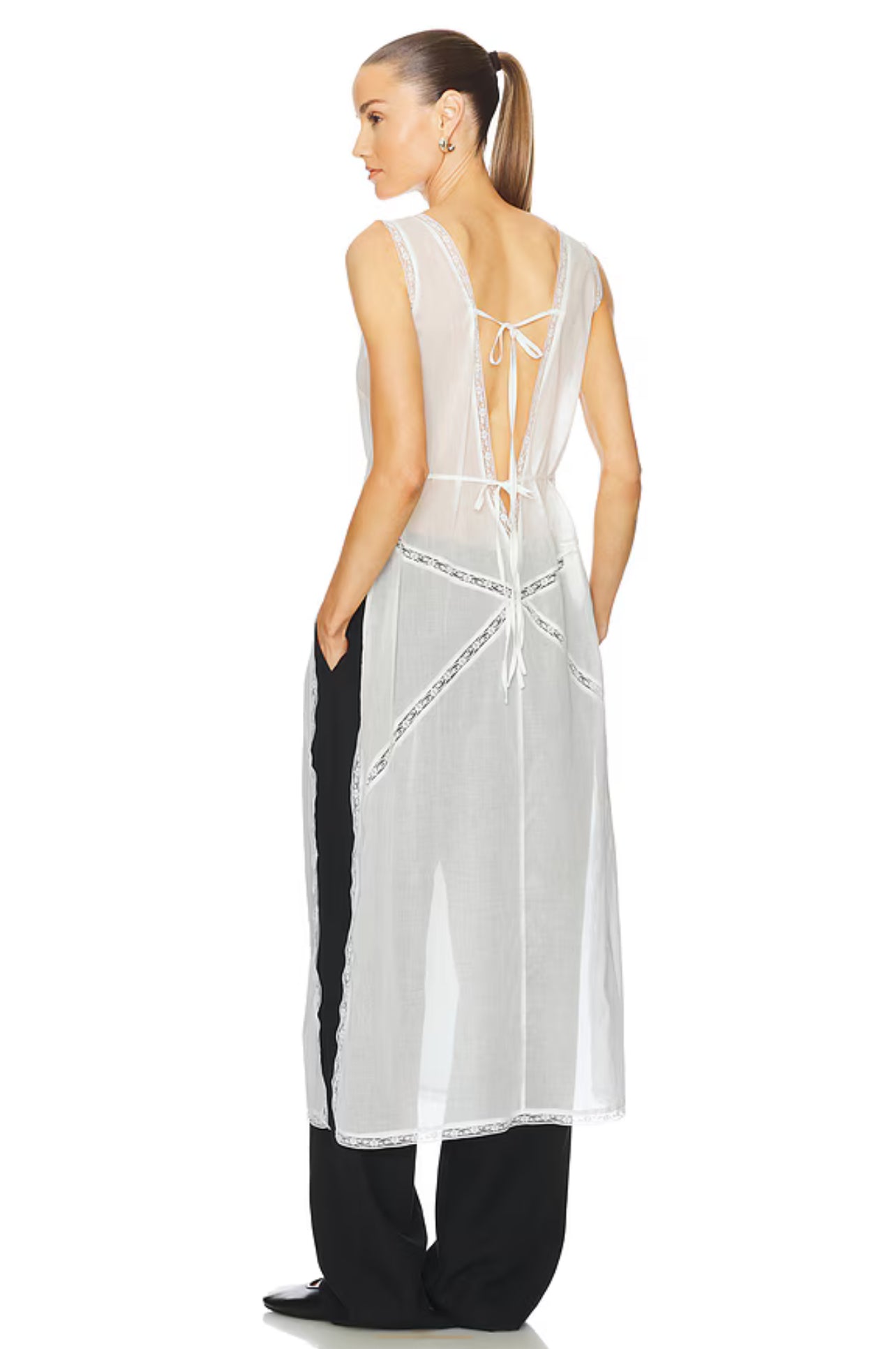 HS Voile Daylight Cotton Nightgown Shirtdress Midi Top