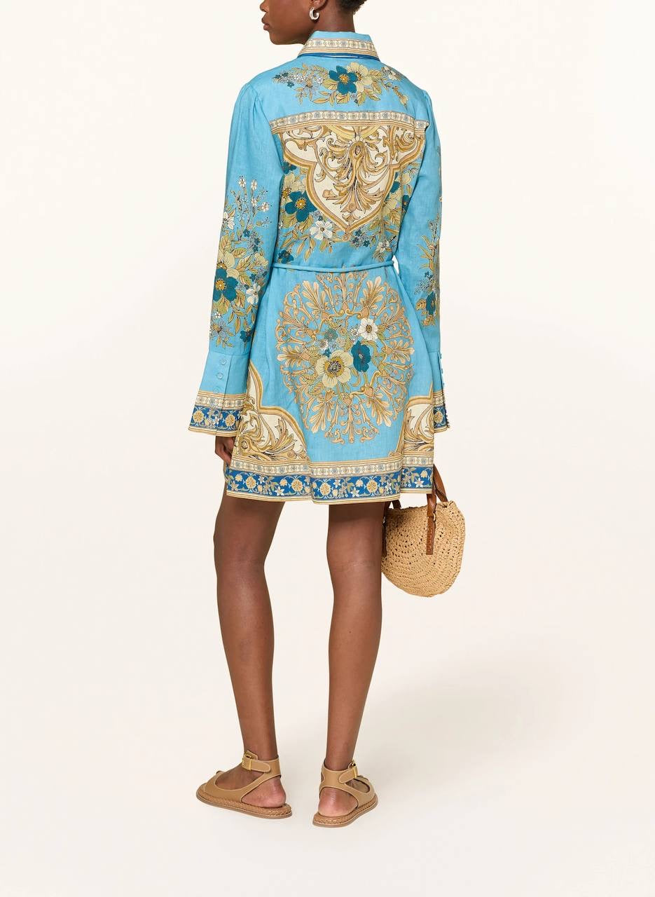 ALM Cassie Floral Linen Mini Dress