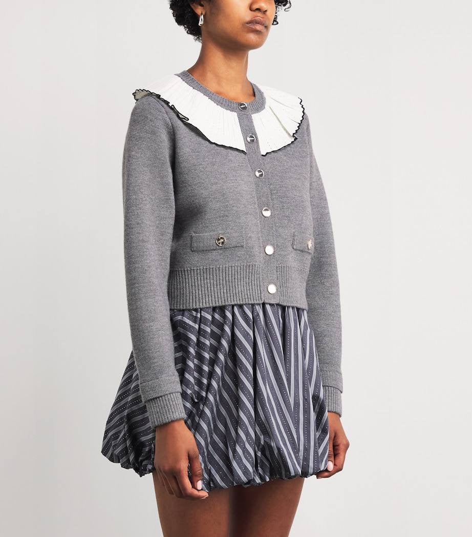 SD Roman Wool-Blend Ruffle Collar Cardigan