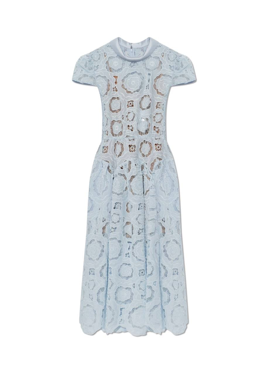 SP Blue Floral Lace Midi Dress