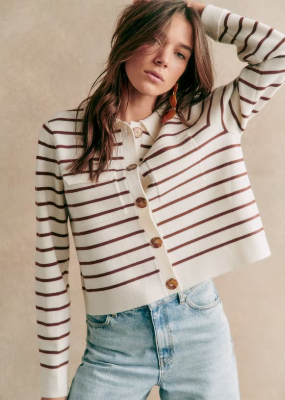 SZ Betty Cardigan in Stripes Merino Wool