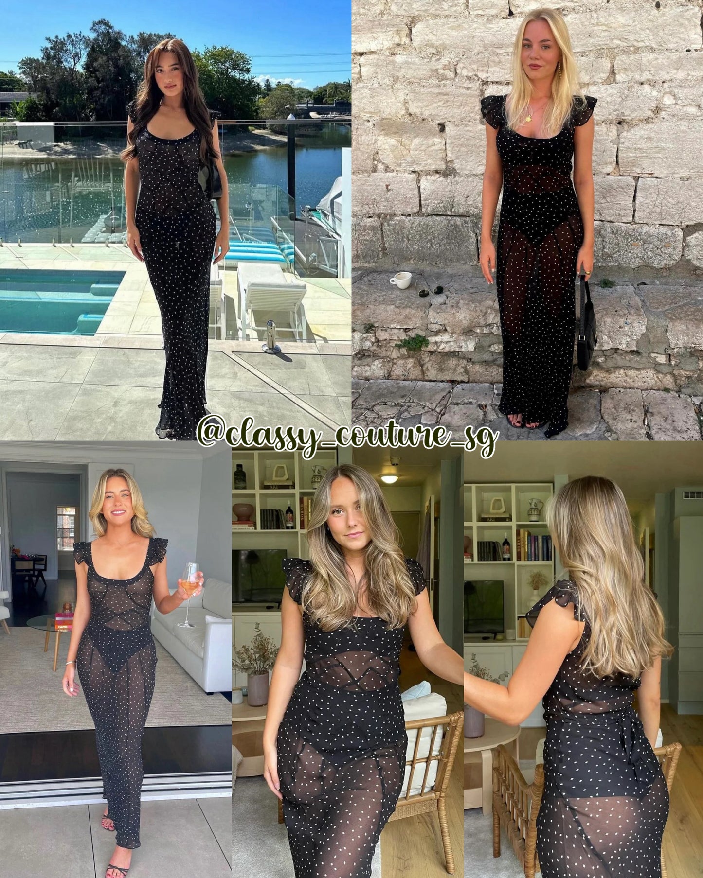 RP Lila Sheer Silk Maxi Dress in Celestial Black