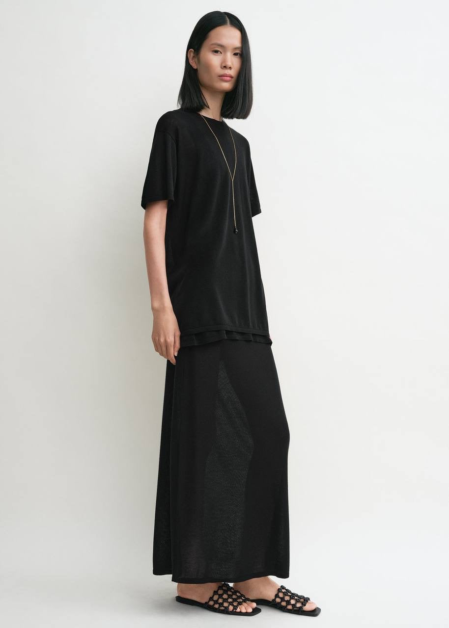 TOT Lyocell-Cashmere Oversized Tee Knit Long Shirt