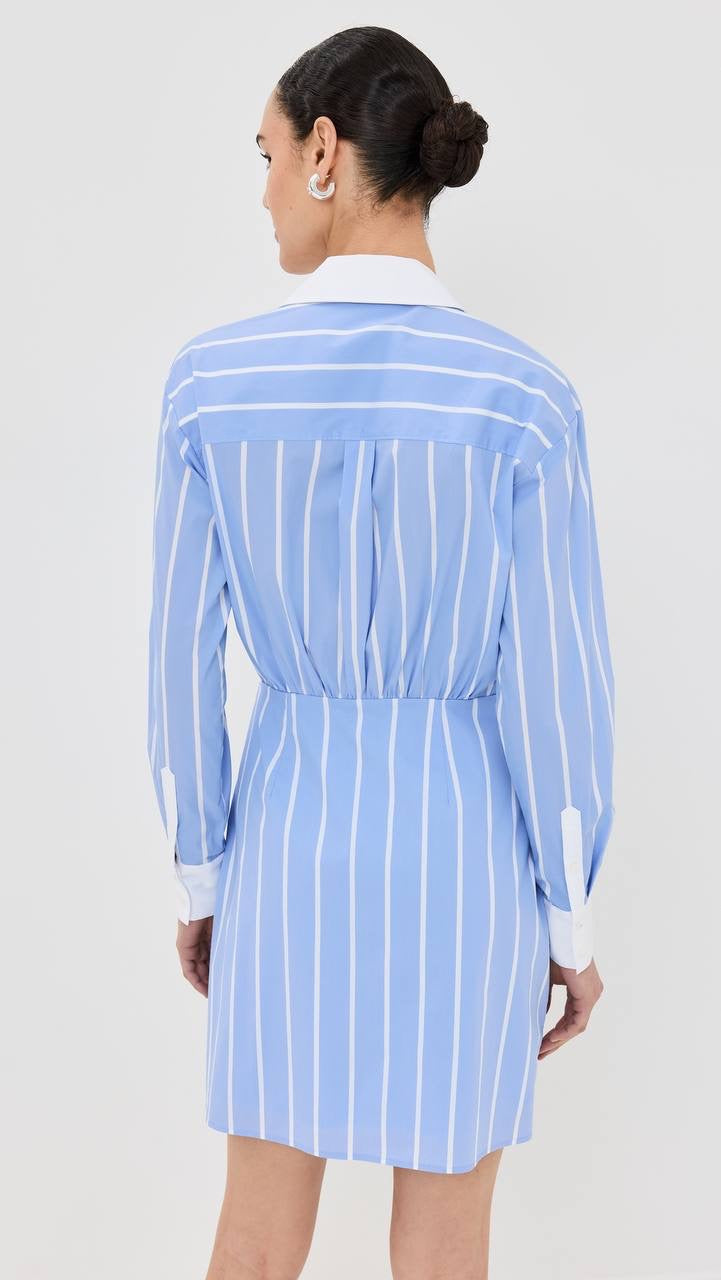 VB Poppe Striped Cotton-Blend Mini Dress Shirtdress