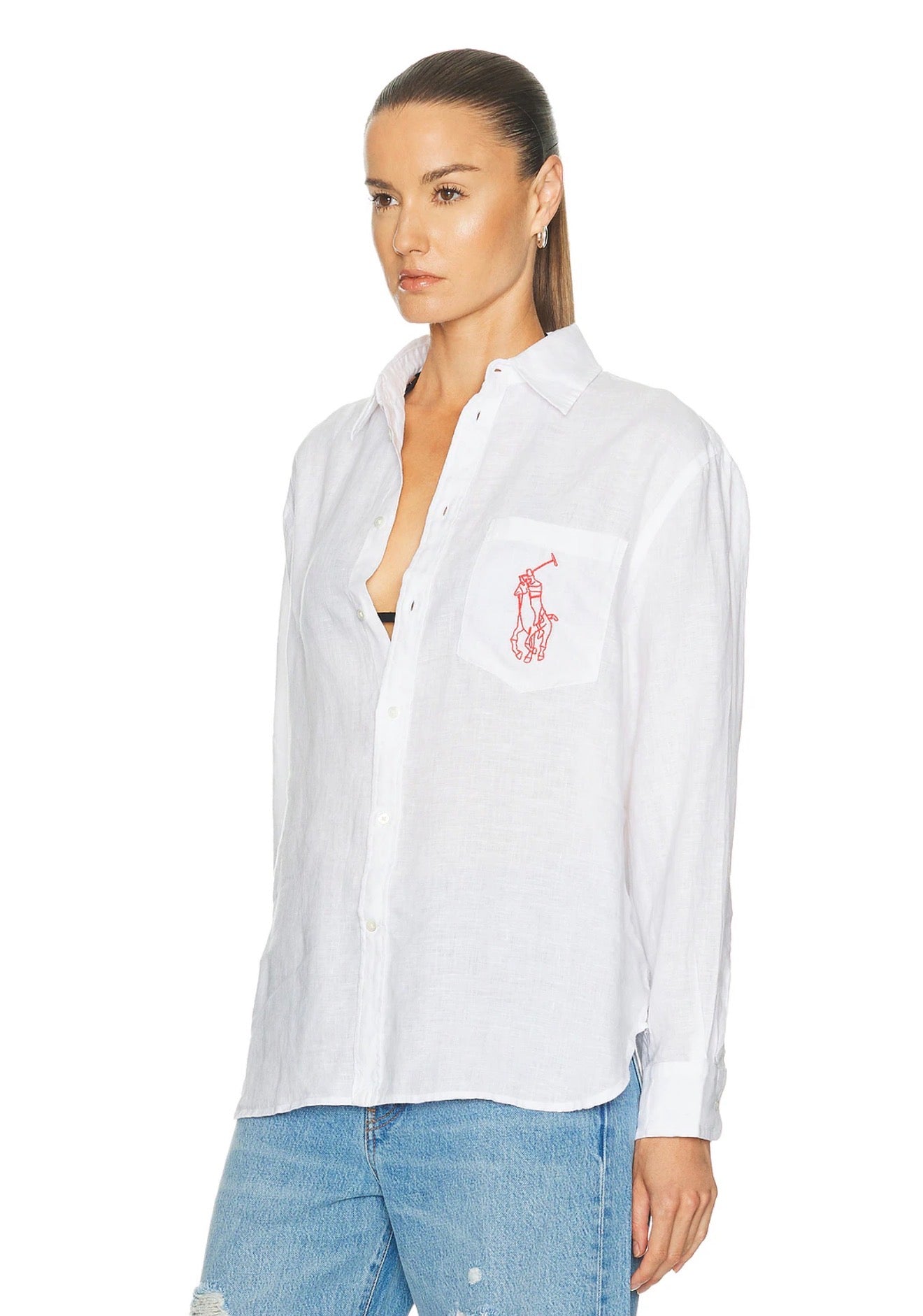 RL Oversized Fit Big Pony Linen Long Sleeve Sport Shirt