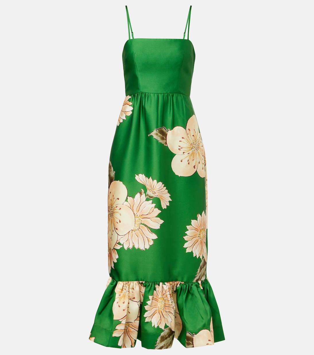 ALM Sage Printed Satin Midi Dress