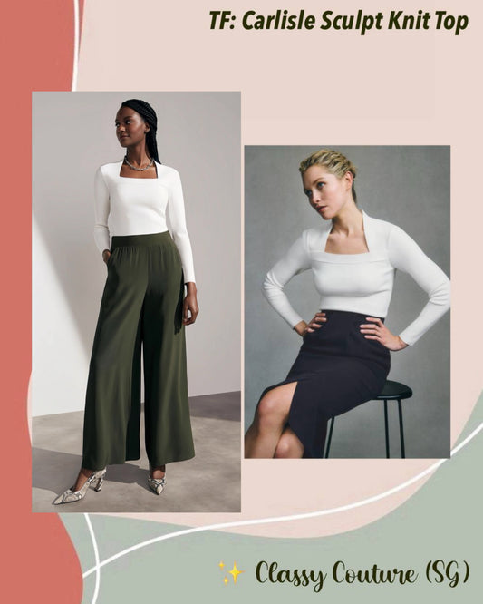 TF Carlisle Sculpt Knit Long Sleeve Square Neck Top