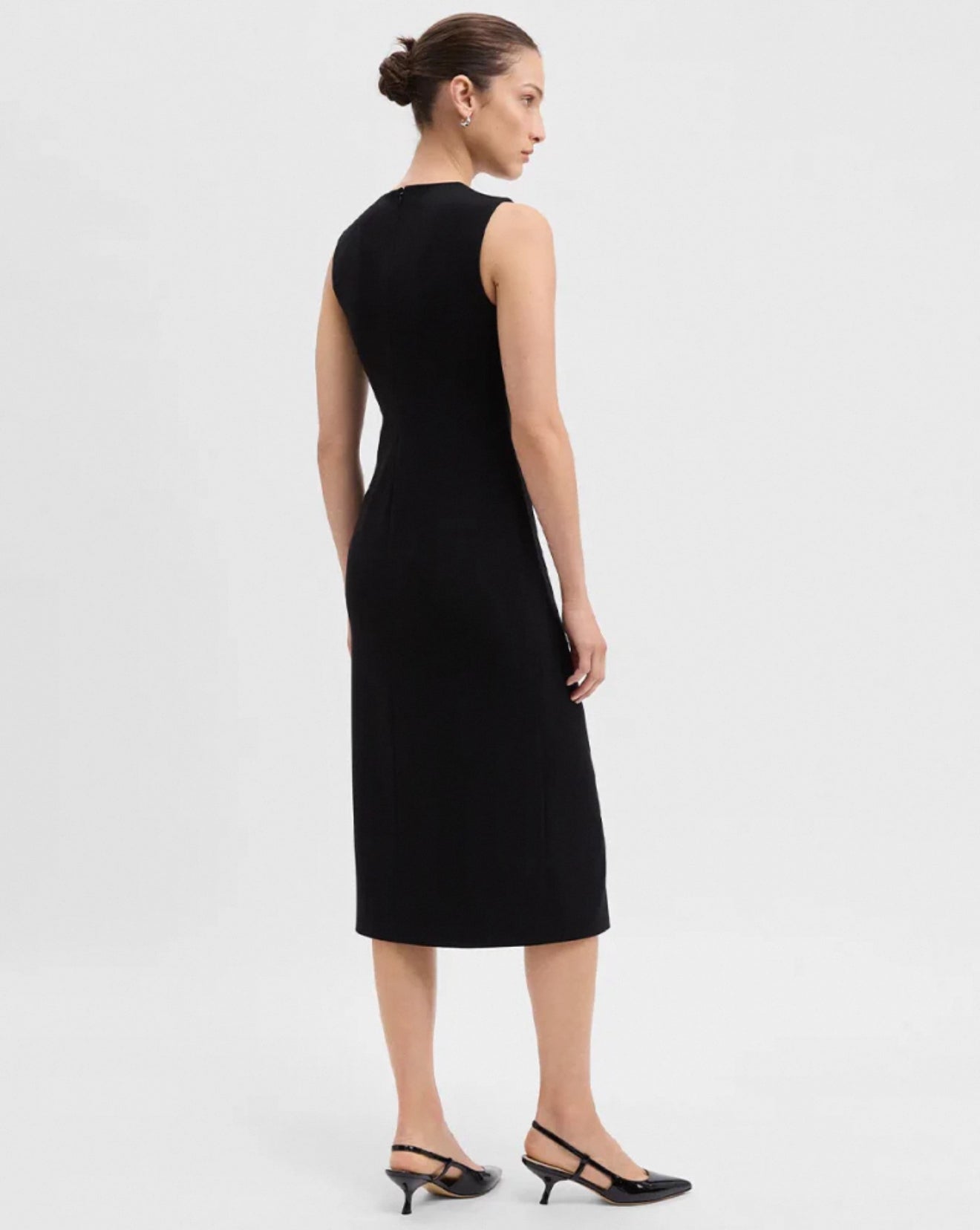 TH Sleeveless Crewneck Slit Midi Dress in Admiral Crepe