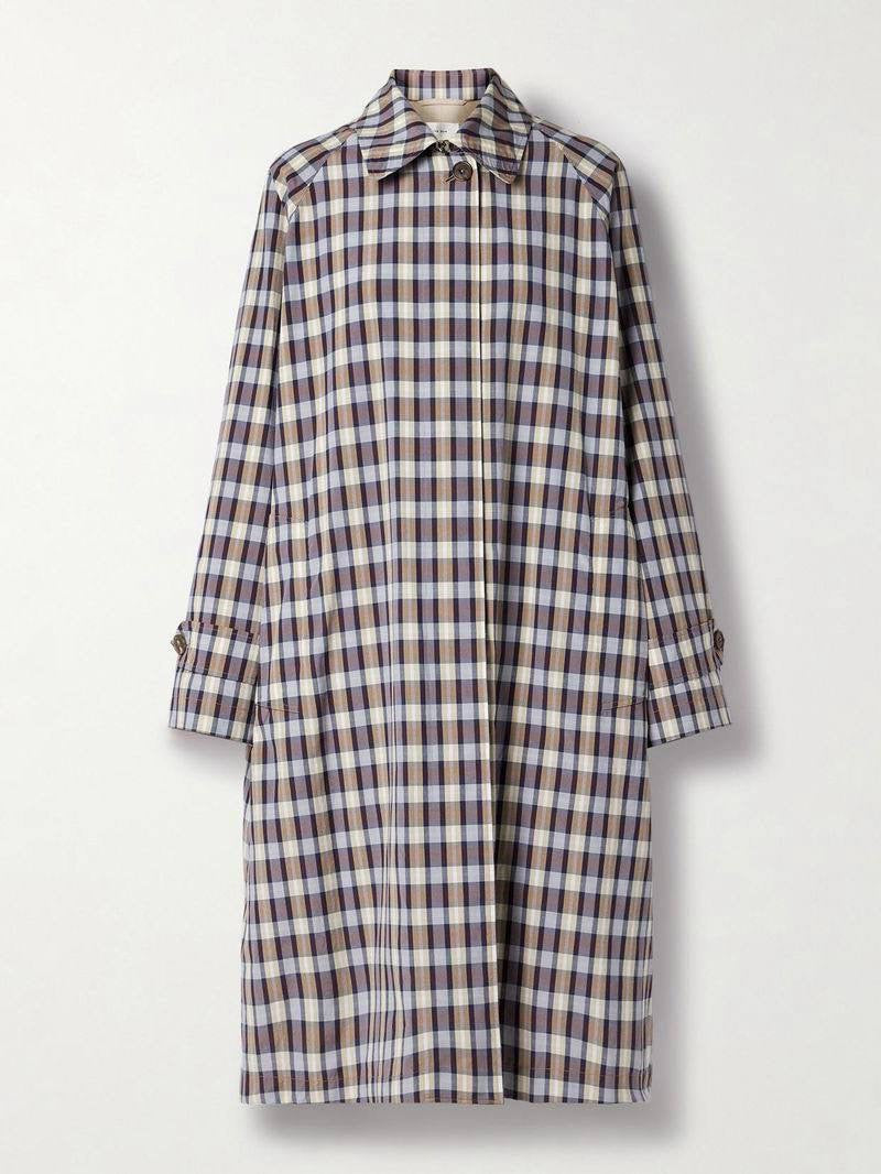 TR Tavishina Checked Silk-Cotton-Blend Poplin Coat