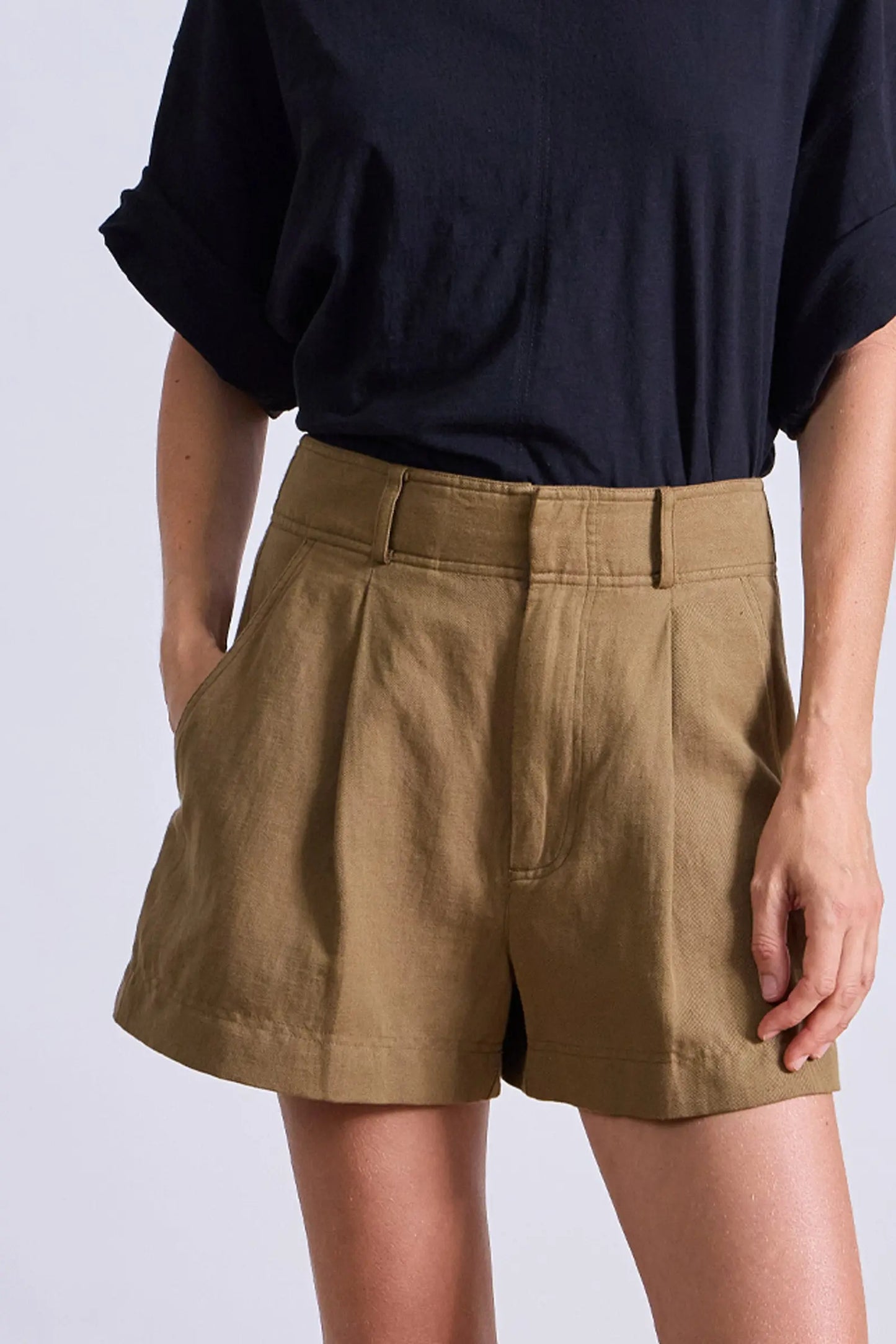 AA Bari Short Cotton-Linen High-Waist Shorts