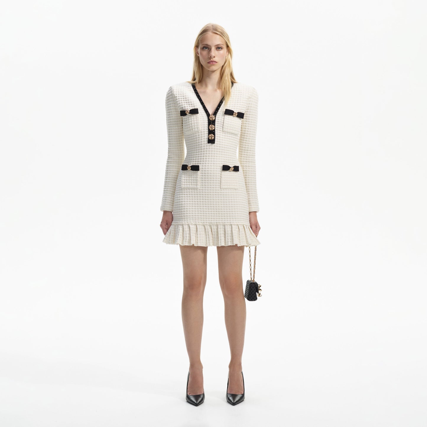 SP Cream Textured Knit Mini Dress