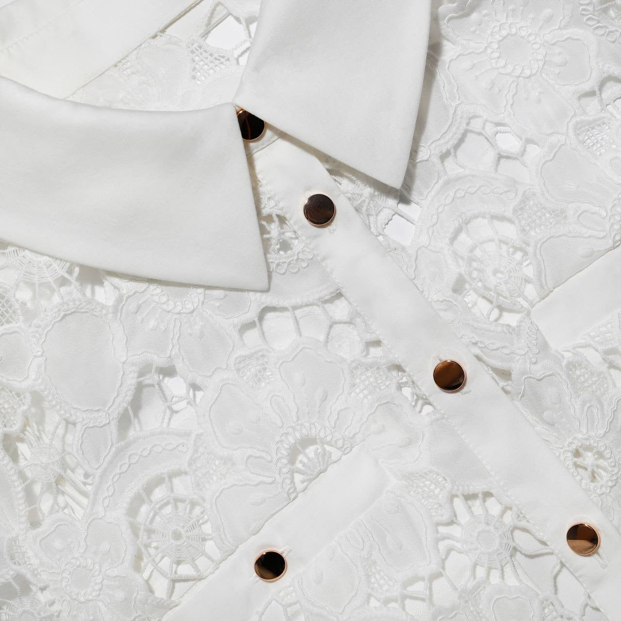 SP White Lace Collared Maxi Dress