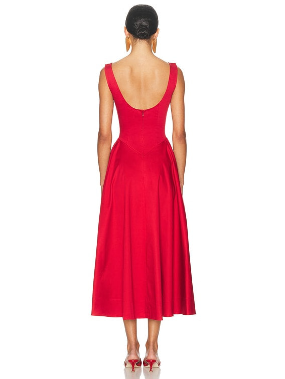 Restock! HS Stretch-Cotton Sateen Midi Dress