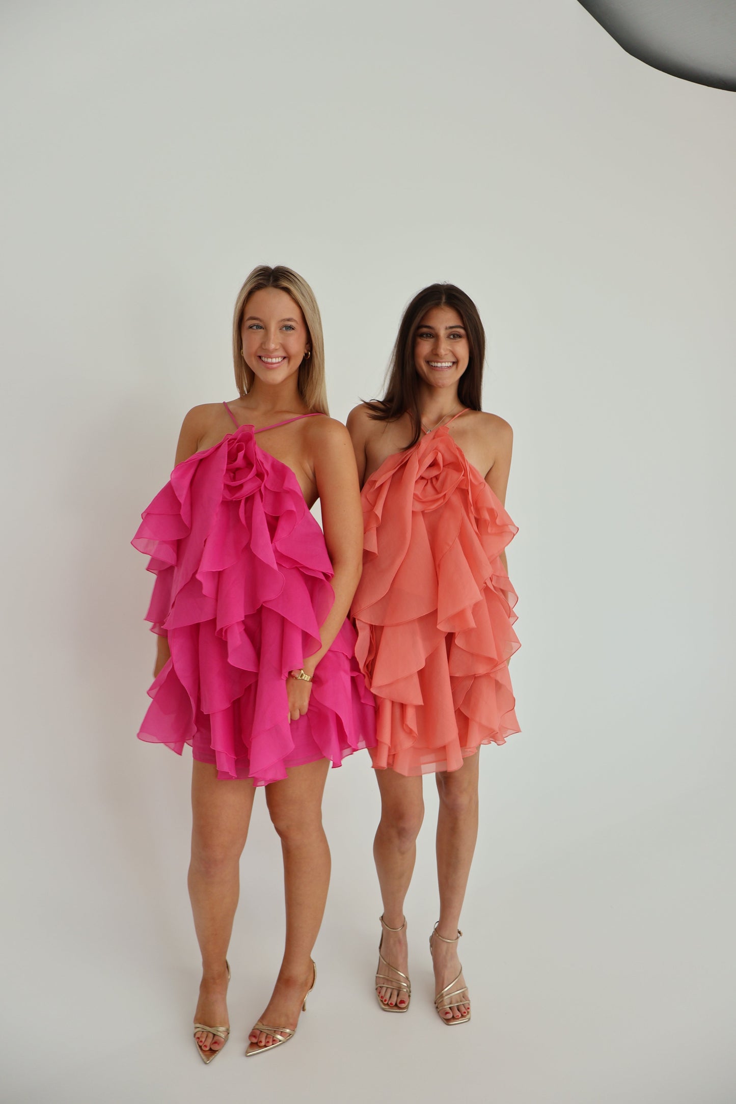 AJ Pandorea Layered Mini Dress in Fuchsia Rose
