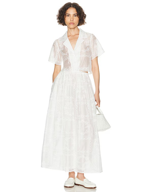 RESTOCKED! HS Handkerchief Camp Shirt | Midi Skirt | Set