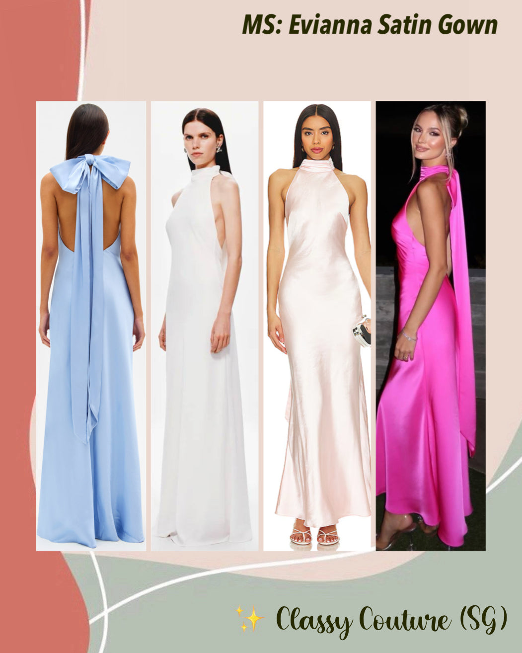 MS Evianna Satin Gown Maxi Dress