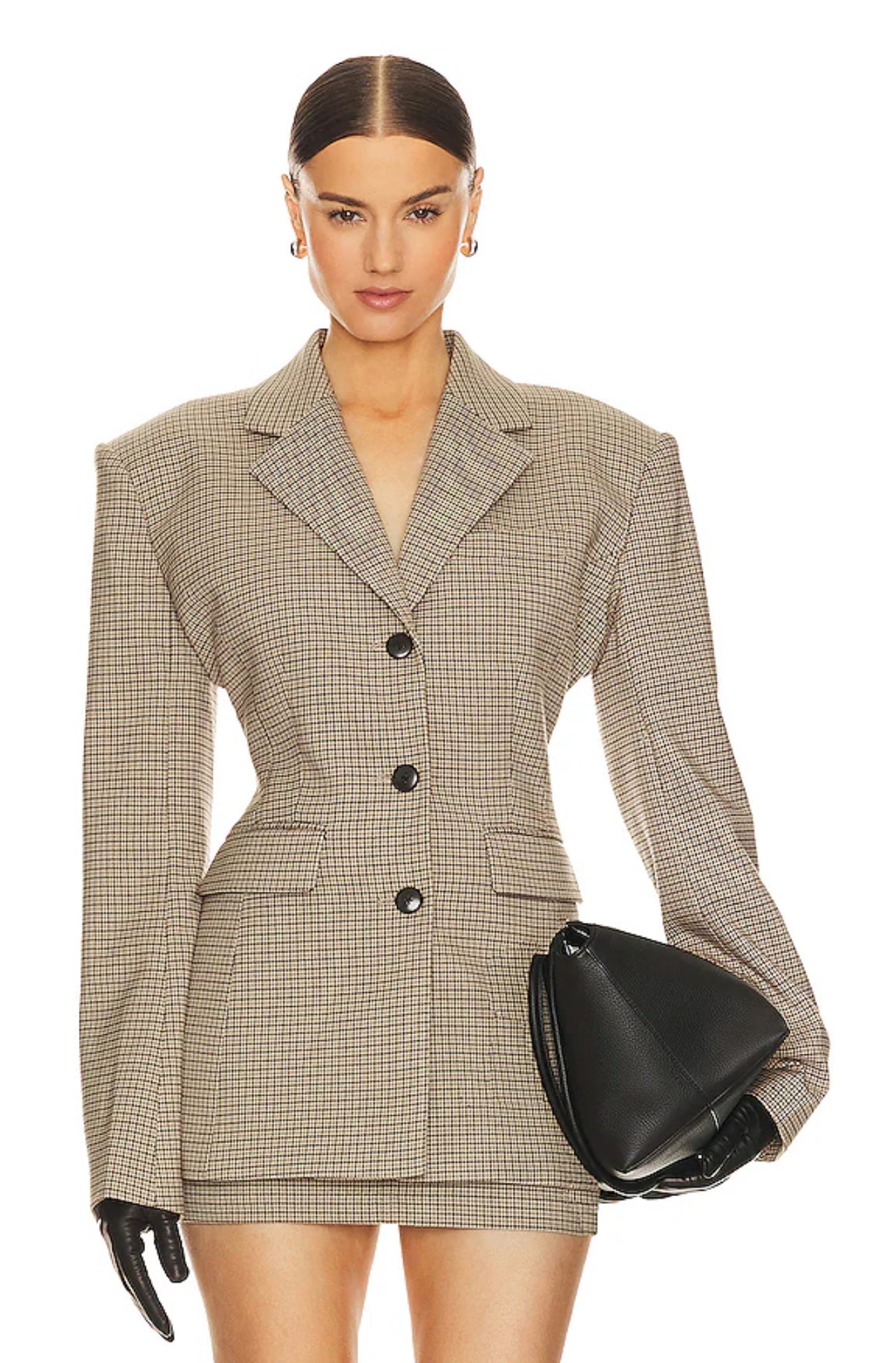 HS Cafe Plaid S Curve Jacket | Mini Skirt | Set