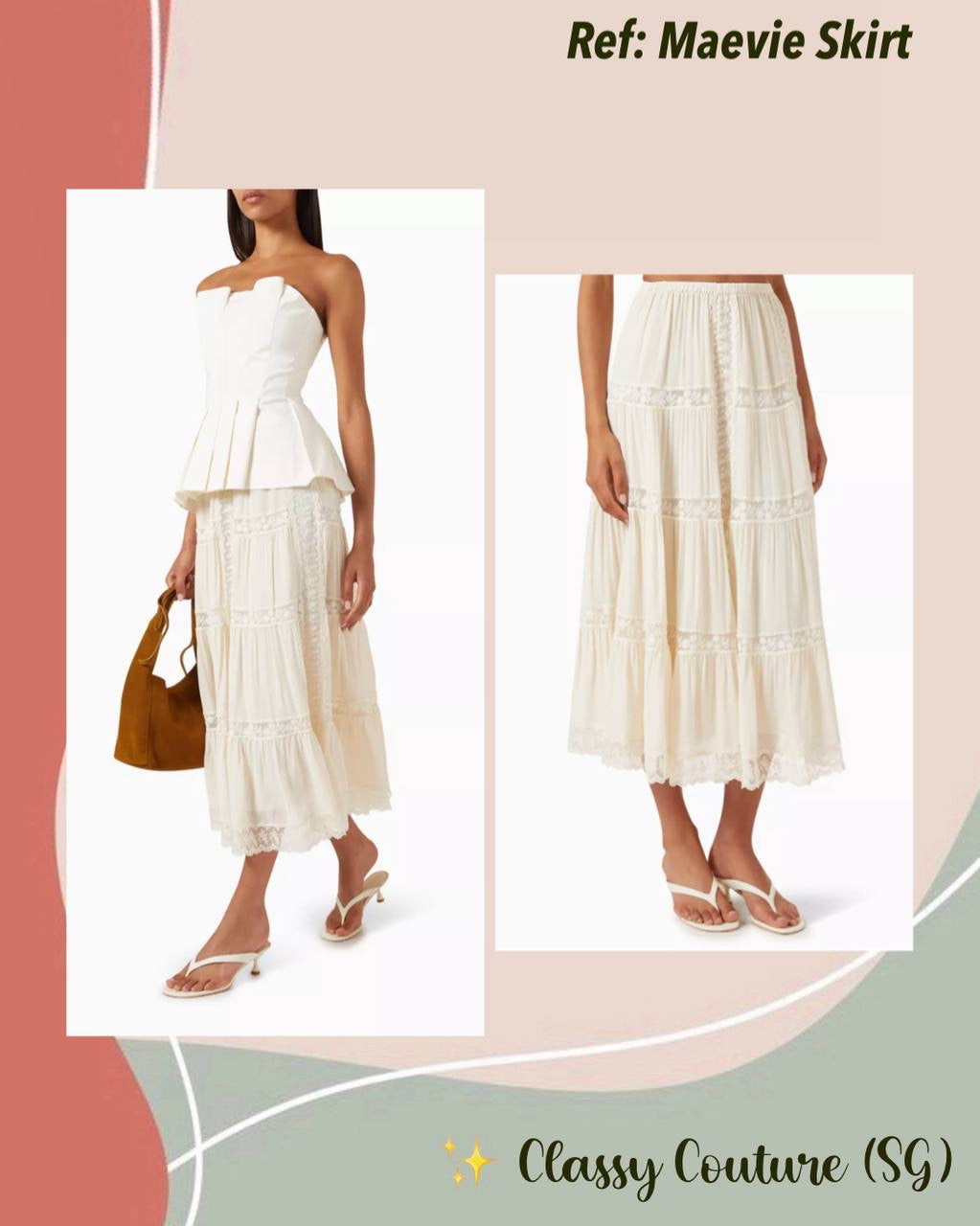 Ref Maevie Viscose Lace Trim Midi Skirt